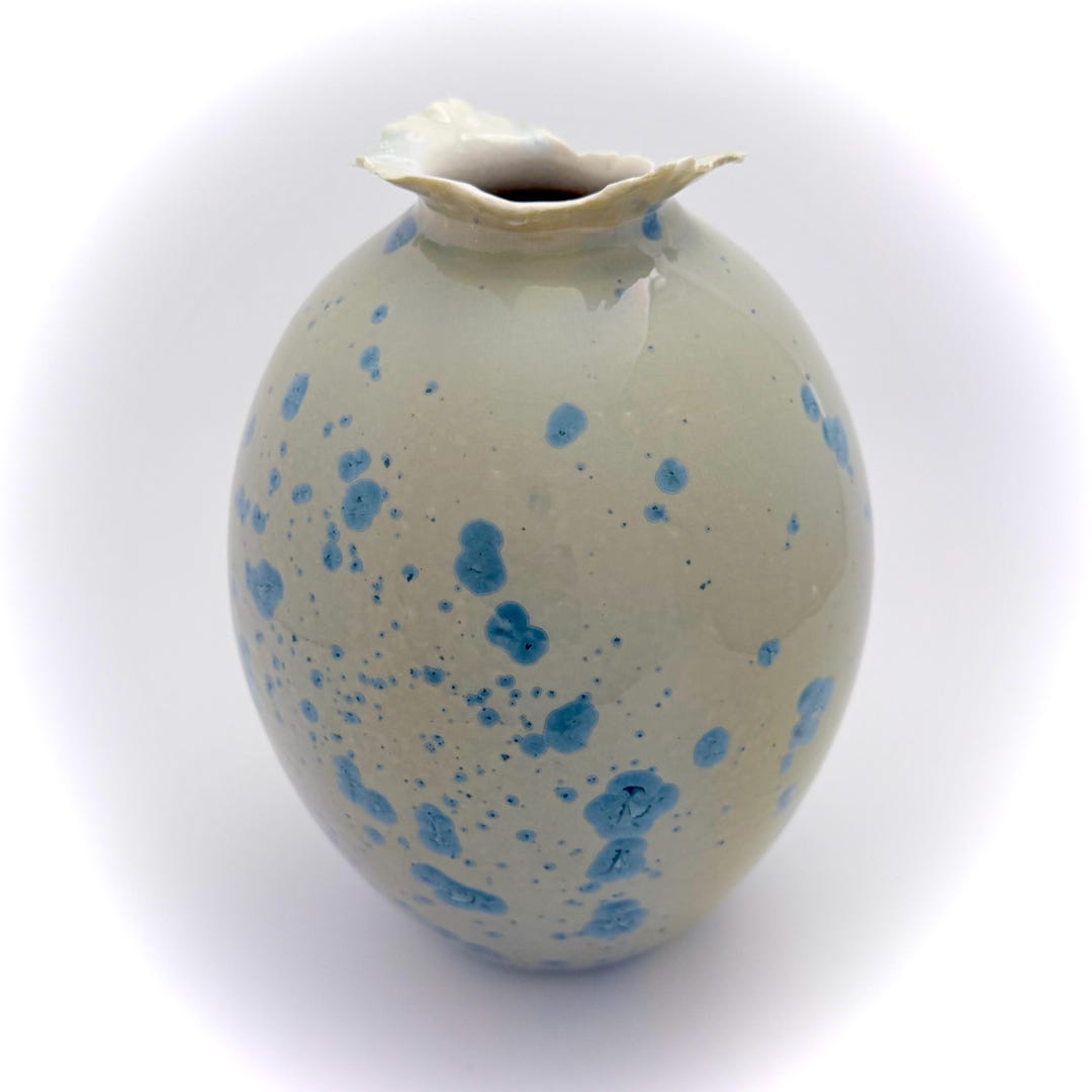 Vase Rim Examples Sculpted Rim Crystalline Glazed Vase, Hand Thrown, Unique - Etsy