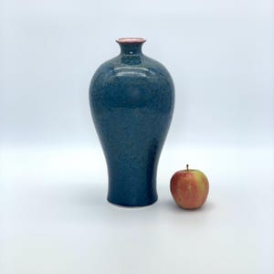 Hand Thrown Flower Vase: Blue-Green Crystalline Glaze, Ceramic Art
