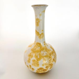 Vaso in smalto cristallino color oro rosa fatto a mano, ceramica da studio, 14 pollici