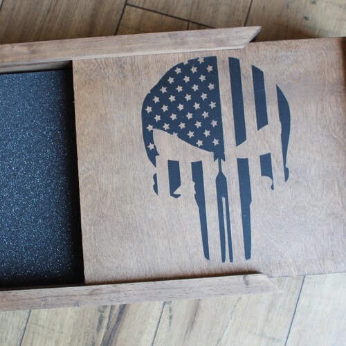 Memorial Day, Fathers Day, gifts for him, US punisher, gun box, hidden weapon case, gun storage, Military gun case, husband shops gift,