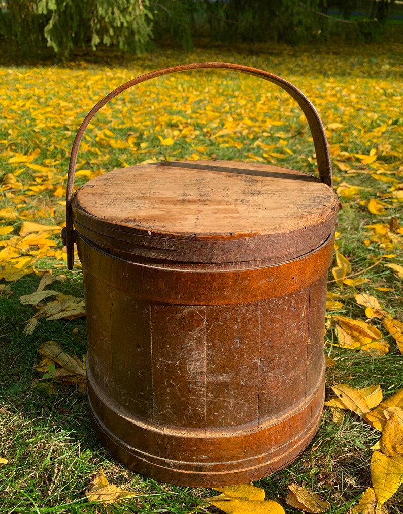 Antique Firkin Wood Bucket Primitive Farmhouse Tool Rustic Etsy