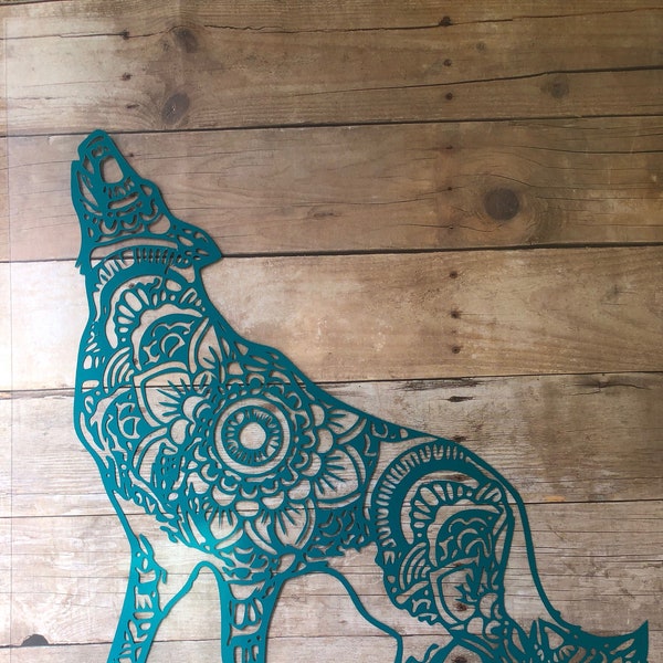 Sticker mandala loup hurlant en vinyle pour yéti, téléphone ou ordinateur portable, conception personnalisée - motif + couleur au choix