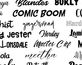 Name Decals and Fonts Yeti, iPhone, Laptop & more, Custom Design - You Choose from 56 Patterns/Colors