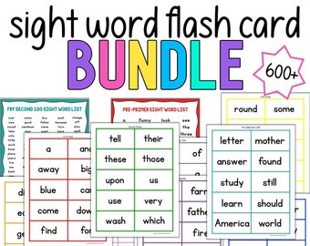 Sight Word Flash Cards, Kindergarten to 3rd Grade Sight Words, High Frequency Words, Learn to Read