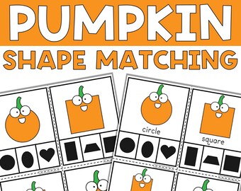 Fall Pumpkin 2D Shape Matching Clip Cards | Printable Math Activity for ...