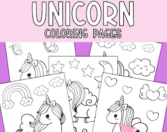 Unicorn Coloring Pages for Kids | Fun Unicorn Party Activity | Instant Download