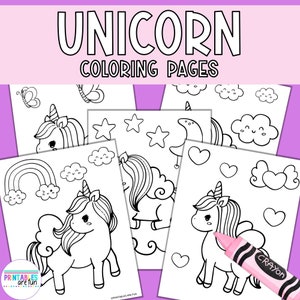 Unicorn Coloring Pages for Kids | Fun Unicorn Party Activity | Instant Download