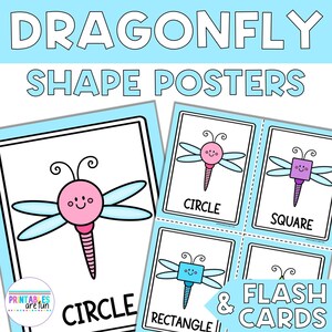 Dragonfly 2D Shape Posters and Flash Cards | Printable Math Activity for Preschool, Kindergarten, Homeschool