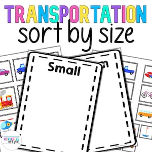 Transportation Sort by Size Activity, Size Sorting Mats, Preschool, Homeschool