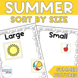 Summer Sort by Size Activity | Size Sorting Mats for Preschool, Homeschool