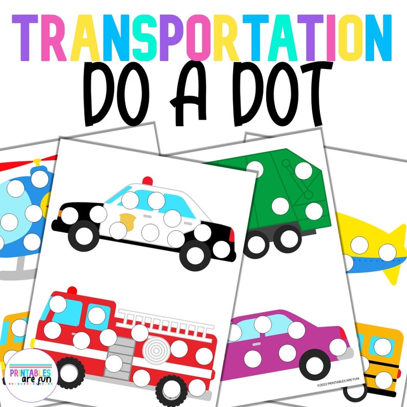 Transportation Do A Dot Printable Preschool Activity Fine Etsy