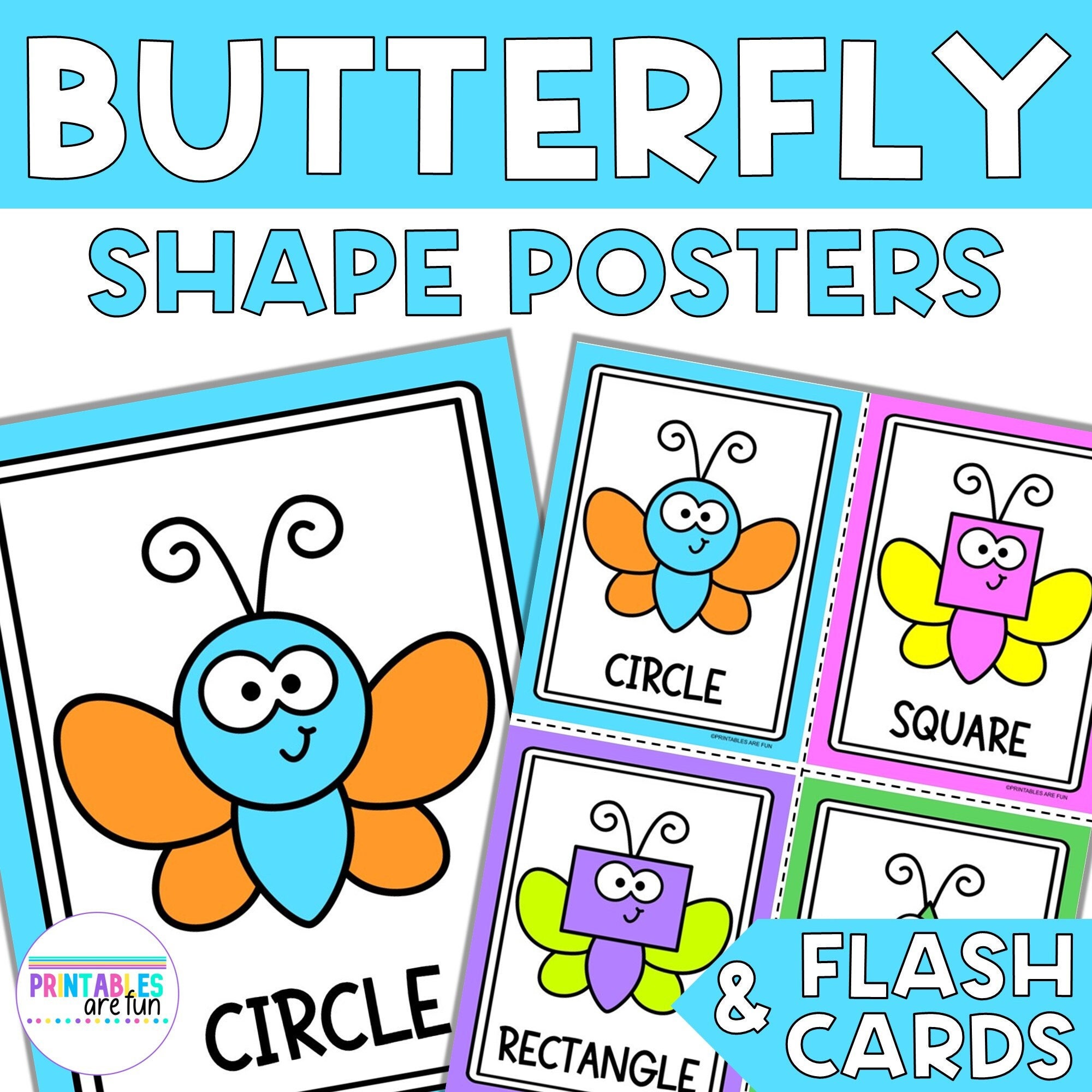 Butterfly 2D Shape Posters and Flash Cards | Printable Math Activity ...