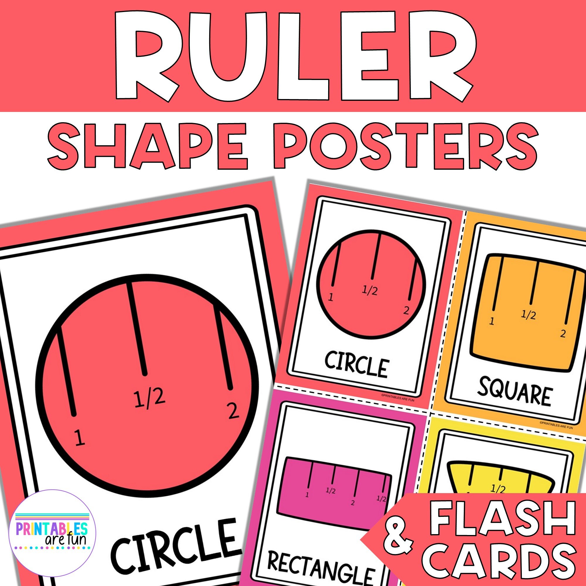 School Ruler 2D Shape Posters and Flash Cards | Printable Math Activity ...