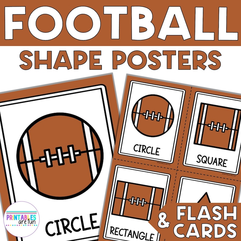 Football 2D Shape Posters and Flash Cards | Printable Math Activity for ...