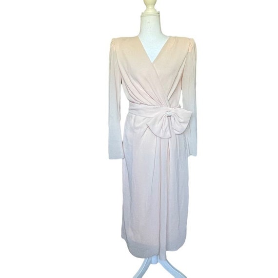 Miss Elliette VTG ‘70s Blush Crepe Chiffon Rhines… - image 1