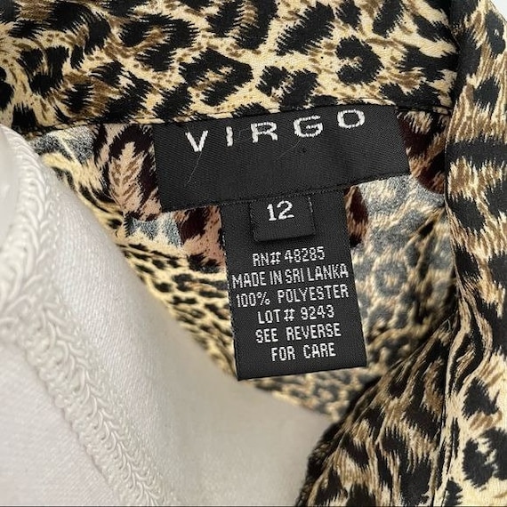 Virgo VTG 80’s Satin Animal Print Button Down Sem… - image 5