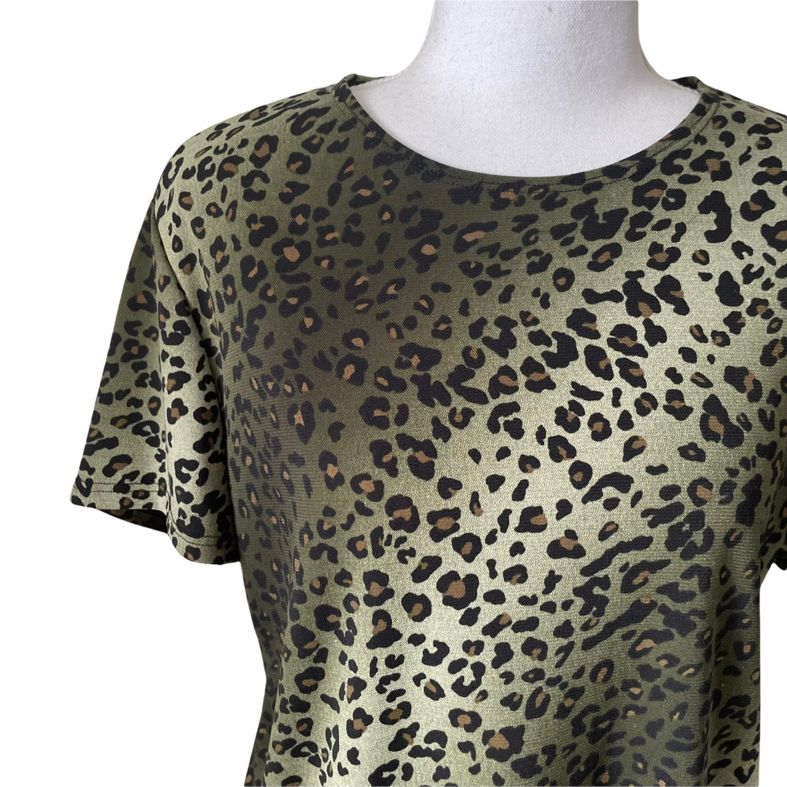 Kathie Lee Vintage 90s Camo Animal Cheetah Print Stretch Tee Size Large ...