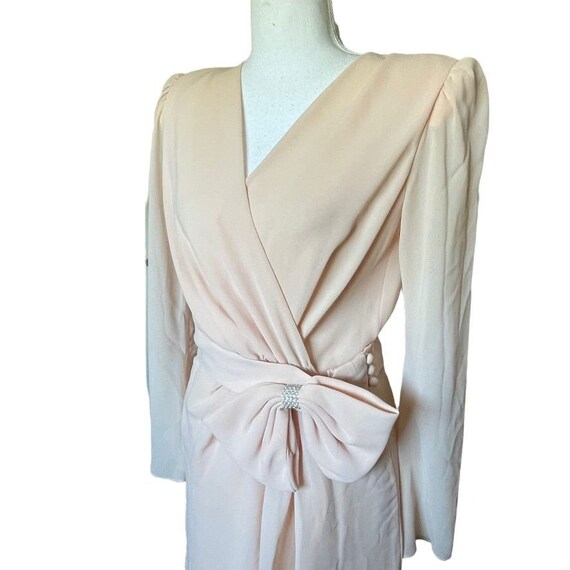 Miss Elliette VTG ‘70s Blush Crepe Chiffon Rhines… - image 2