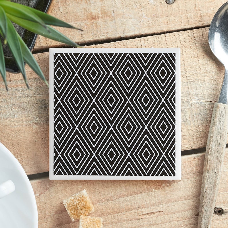 Black and White Coasters Ceramic Coasters Tile Coasters Etsy