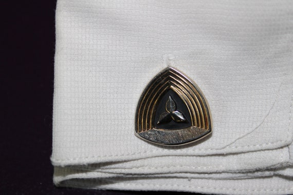 Gold tone cufflinks | Shield cufflinks | Vintage … - image 2