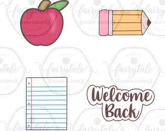 Back To School 4 Mini Cookie Cutter Set