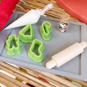 Elf Prop Mini Baking Set / Tiny Baking Set / Elf Cookie Cutters with Tray
