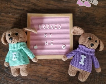 Initial Sweater Amigurumi Dog - Made to Order
