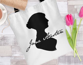 Jane Austen Silhouette with Autograph Tote Bag