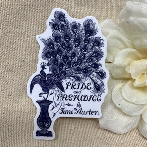 Pride and Prejudice Peacock Cover by Jane Austen Vinyl Die-Cut Sticker