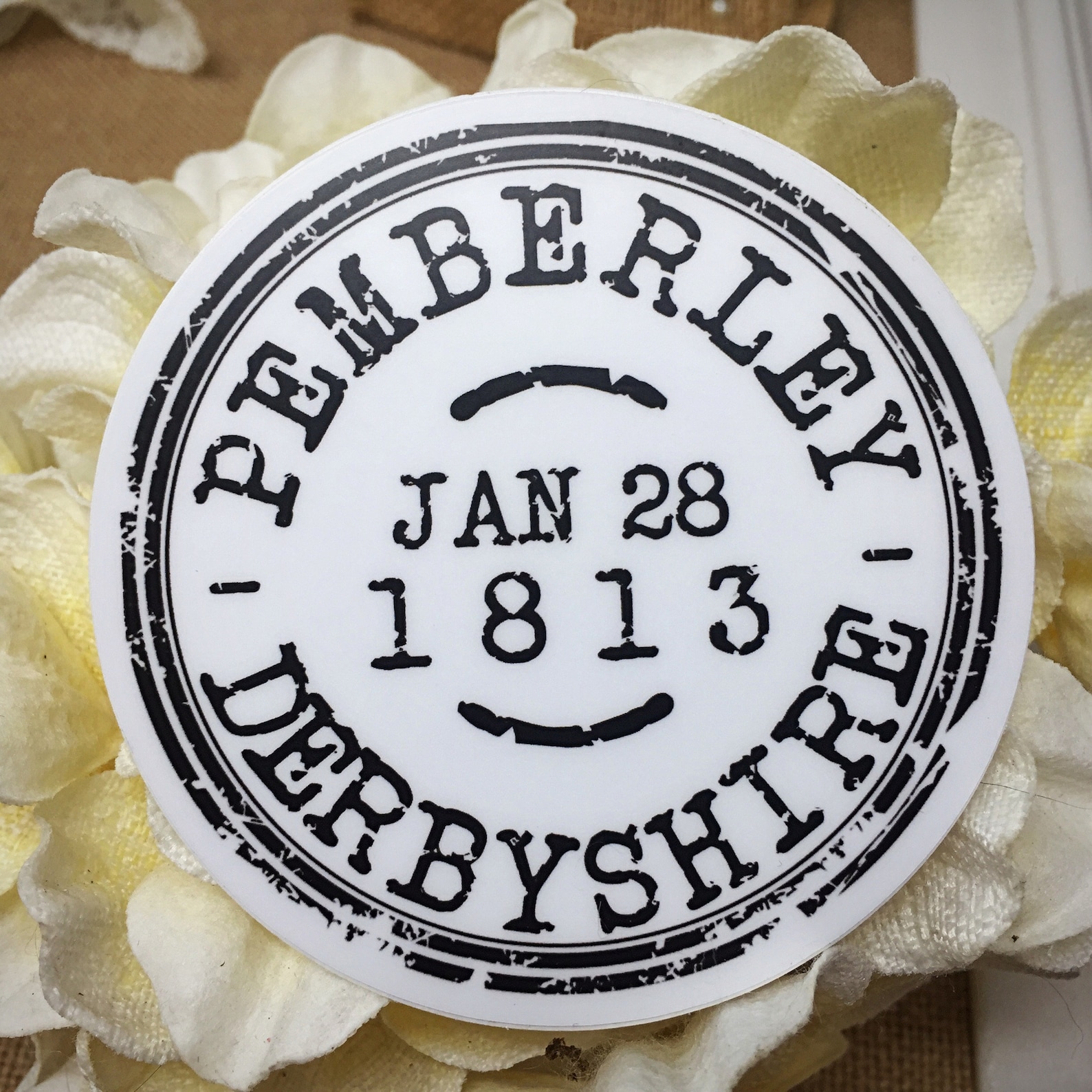 Pemberley Cancelled Postage Stamp Die Cut Vinyl Sticker from Etsy
