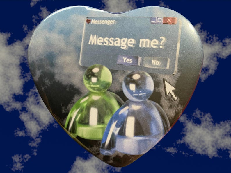 Y2k Frutiger Aero Heart-shaped Pinback Buttons 2.25" - Etsy