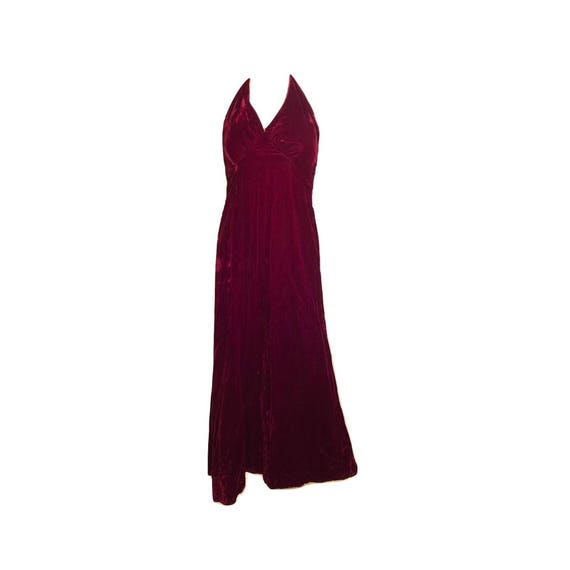 red velvet halter dress