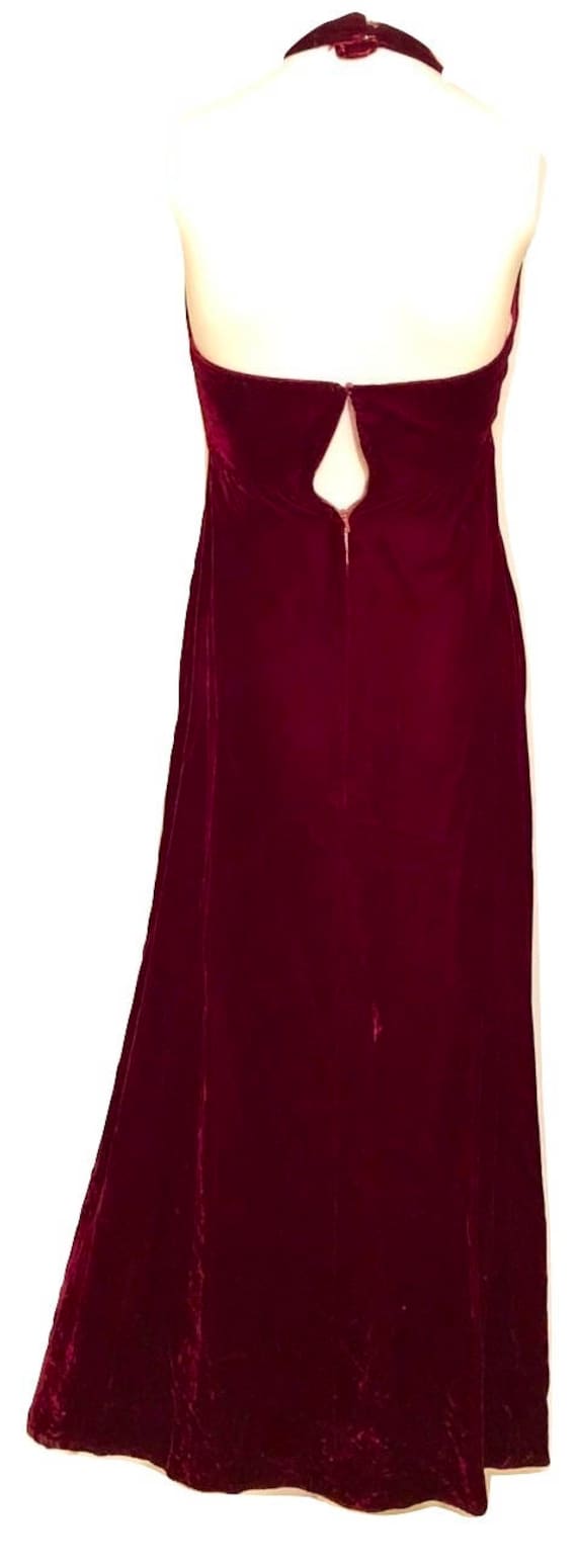 Vintage Red Velvet Dress, Maxi Dress, Halter Dres… - image 3