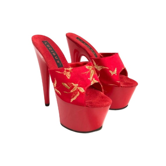 platform heels red