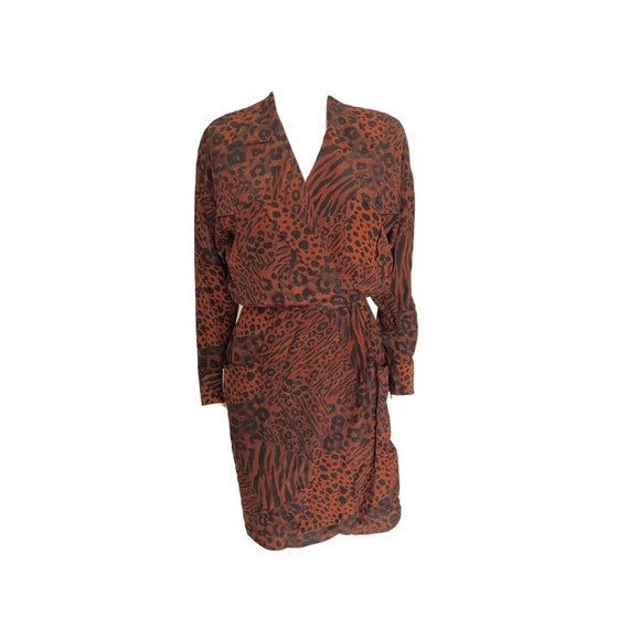 Vintage 1980’s Silk Animal Print Wrap Dress, Leop