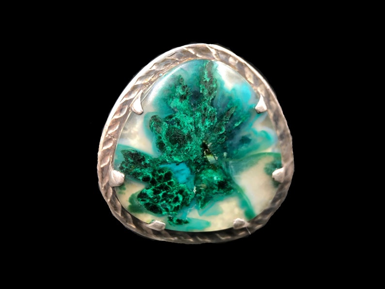 Moss Agate Sterling Silver Statement Ring