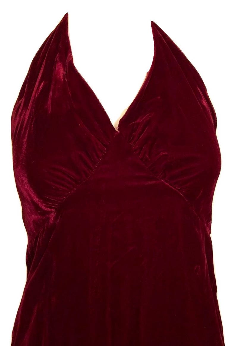 Vintage Red Velvet Dress Maxi Dress Halter Dress Velvet Etsy