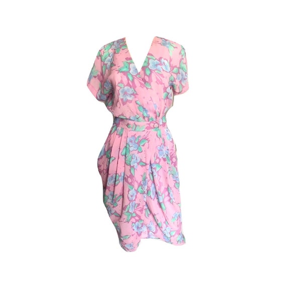 Vintage 1980s Pink Floral Dress 1980s Dress Pocket Dress | Etsy