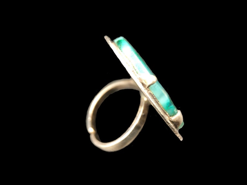 Moss Agate Sterling Silver Statement Ring