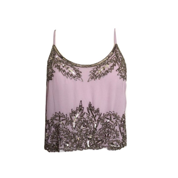 Vintage Purple Beaded Crop Top, Purple Beaded Tank