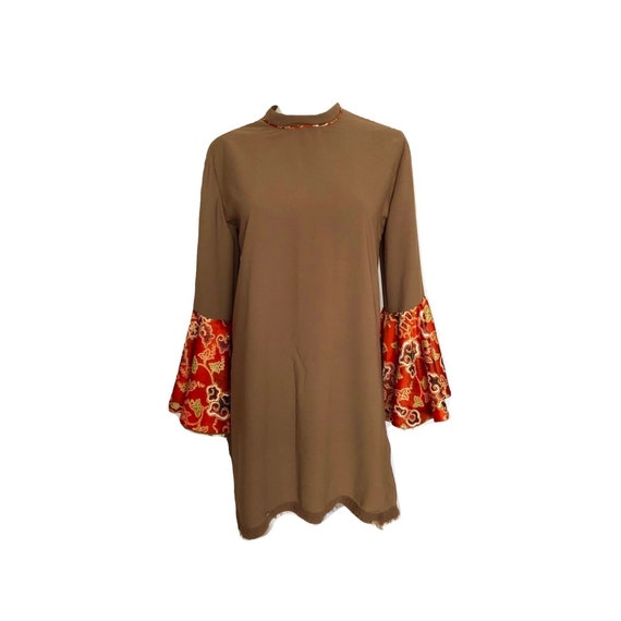 Vintage Green Bell Sleeve Tunic Dress, Green Tunic