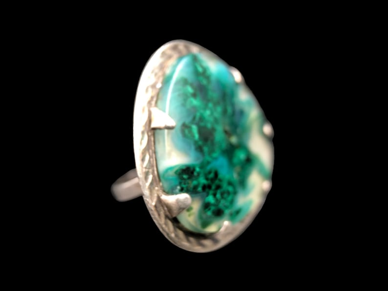 Moss Agate Sterling Silver Statement Ring