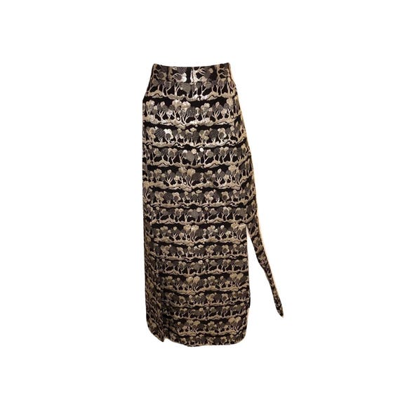 Vintage Metallic Embroidered Maxi Skirt, Embroider