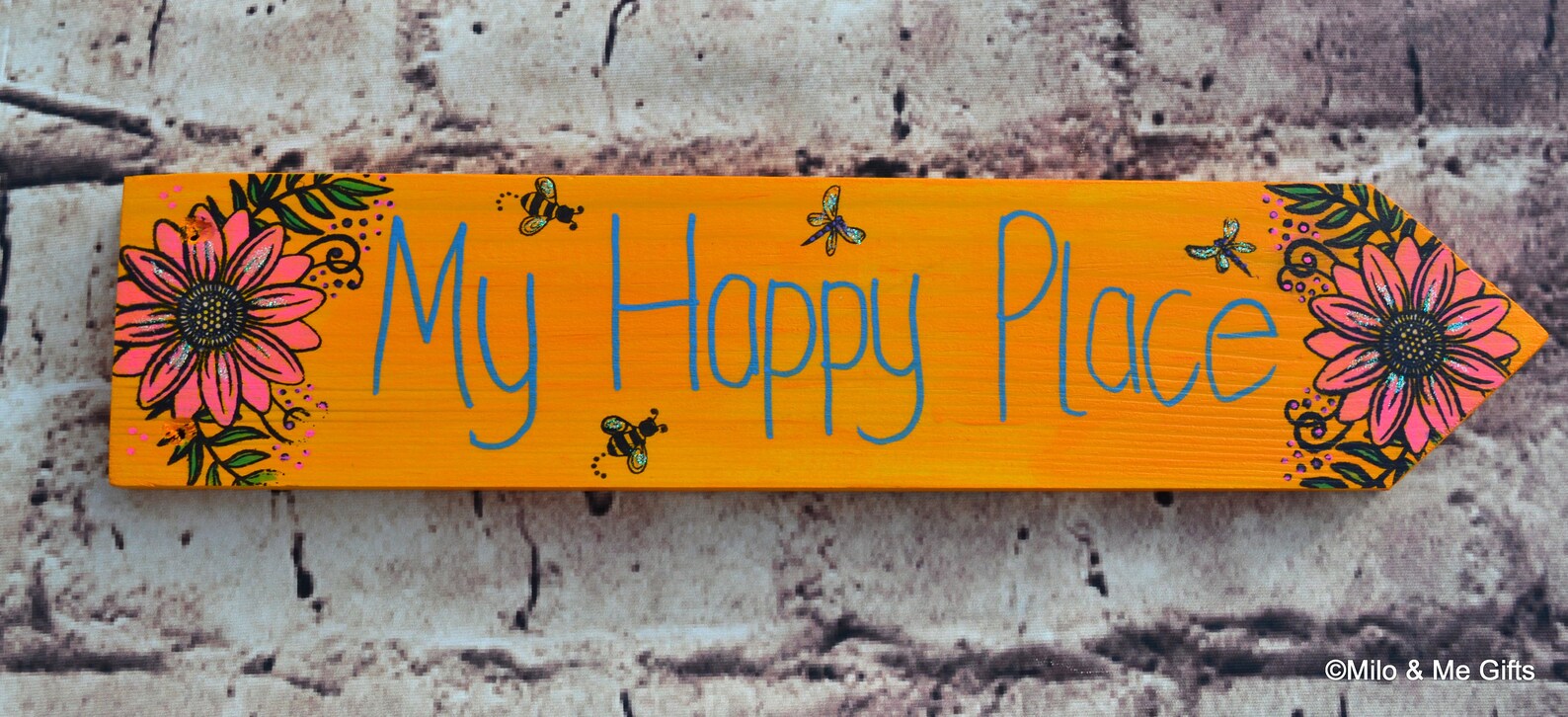 My Happy Place Fun Directional Garden Sign Bright colours Etsy