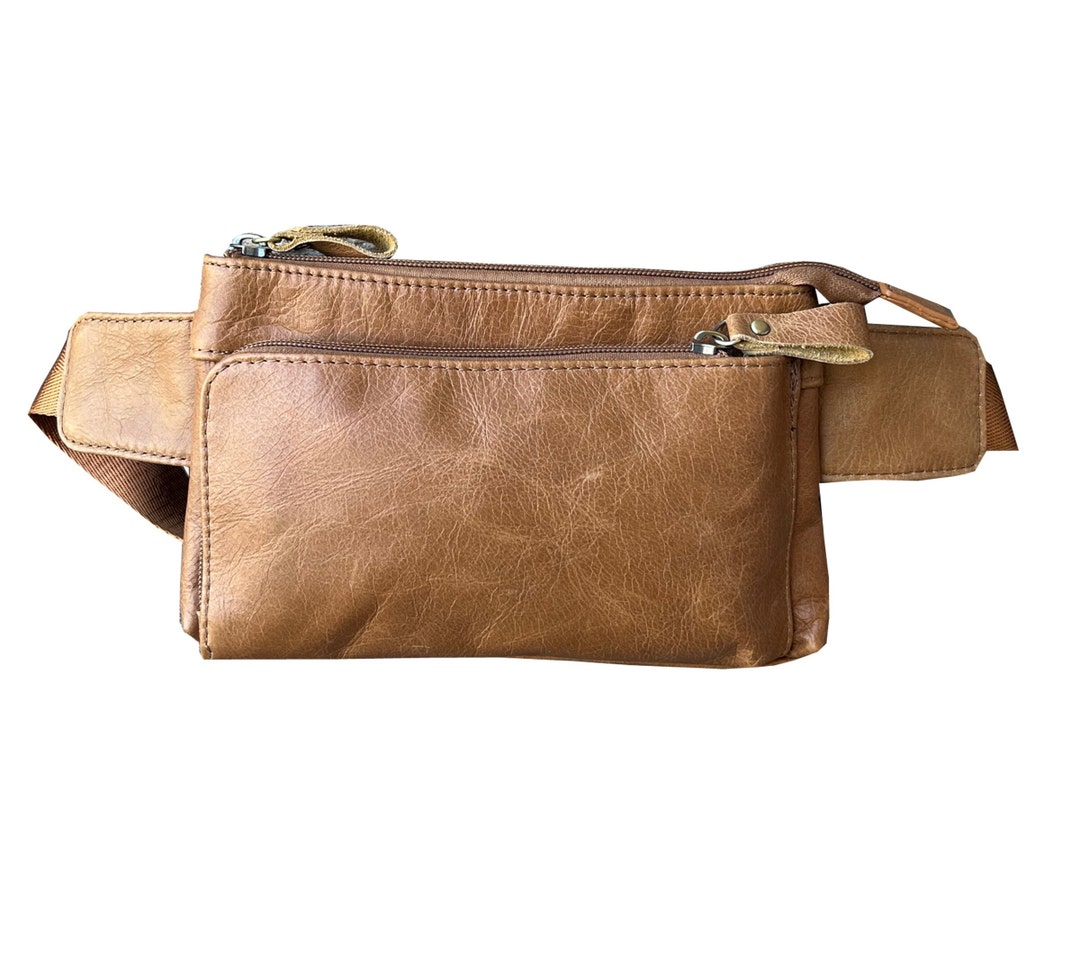 Cowhide Genuine Leather Unisex Sling Bag Waist Fanny Pack Gift for Her