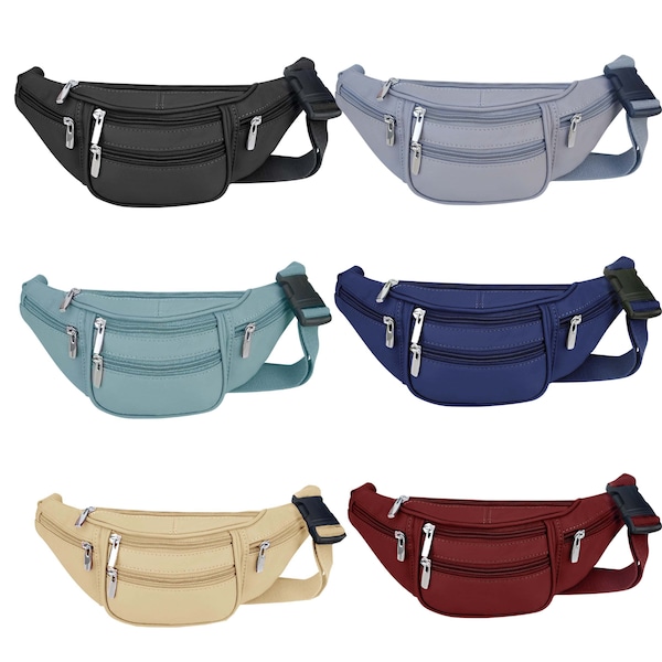 Small Cowhide Leather  Fanny Pack with pockets