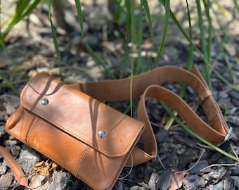 Vintage Leather Waist Pack with Studs