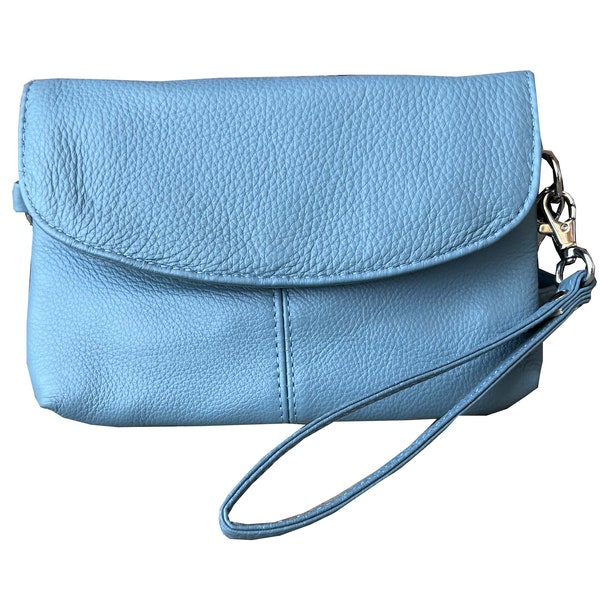 Compact Leather Clutch with long shoulder strap