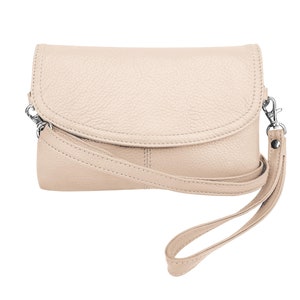 Compact Leather Clutch with long shoulder strap