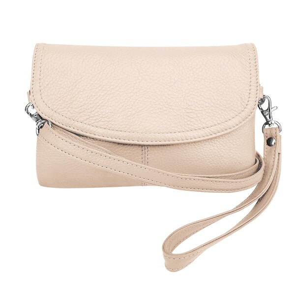 Compact Leather Clutch with long shoulder strap